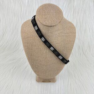 Pink Pewter Marisol Stretch Bead & Rhinestone Headband Hair Accessory Blk/Silver